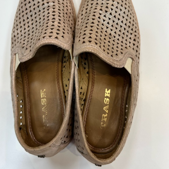 Trask 6.5 Ali Flats Perforated Suede Rose Metallic Slip On Shoes - Picture 7 of 8